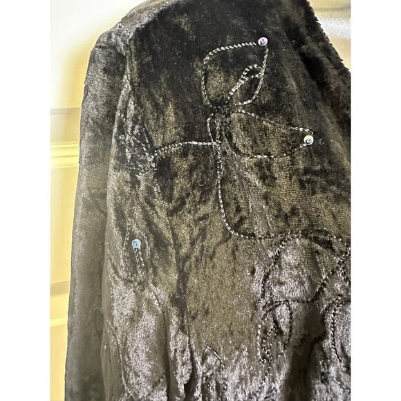 Vintage Y2K Choices Black Burnout Velvet Embroidered Jacket MD Whimsigoth Witchy - Picture 4 of 8